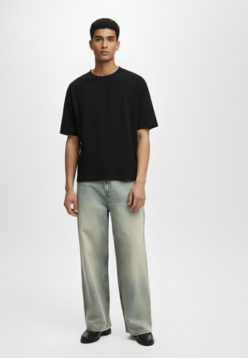 Loomon Black Basic Oversized Tee