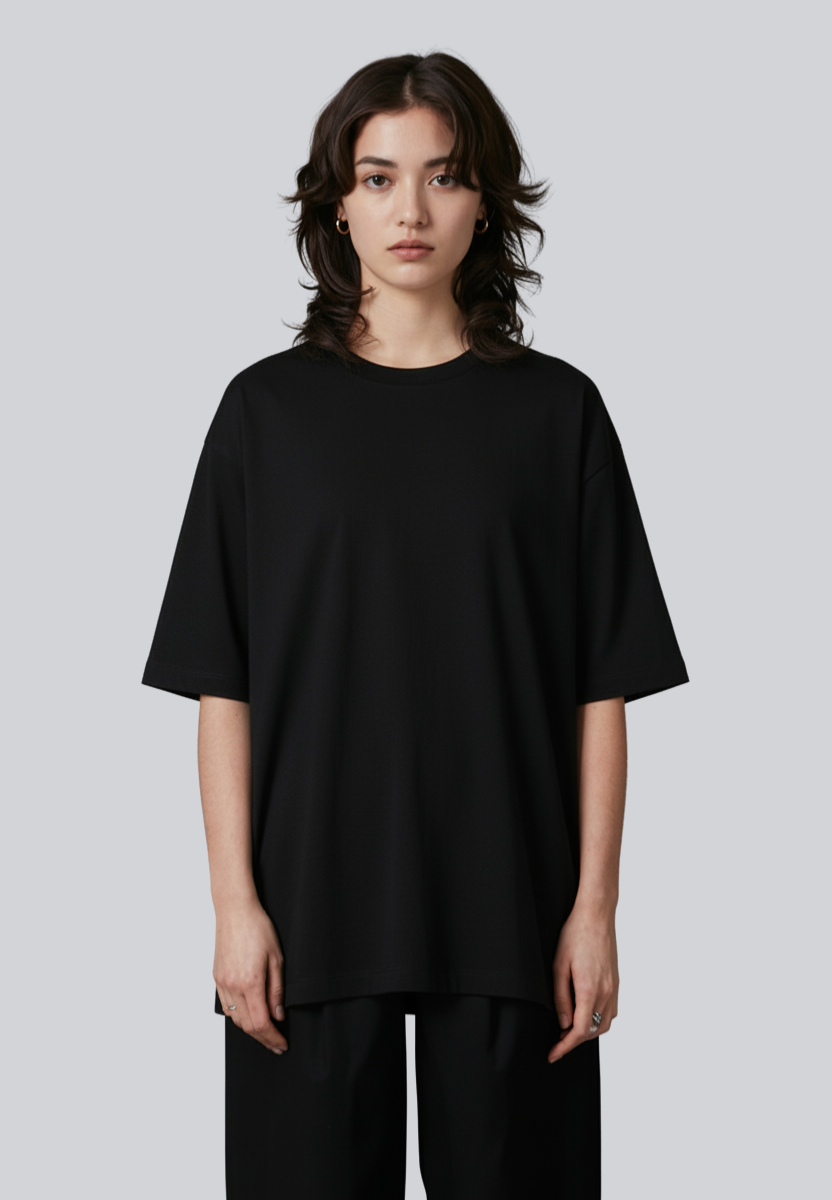 Loomon Black Basic Oversized Tee