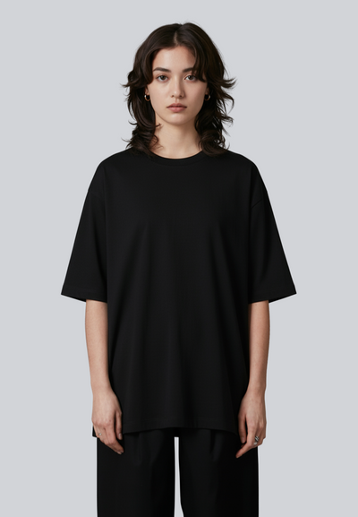 Loomon Black Basic Oversized Tee